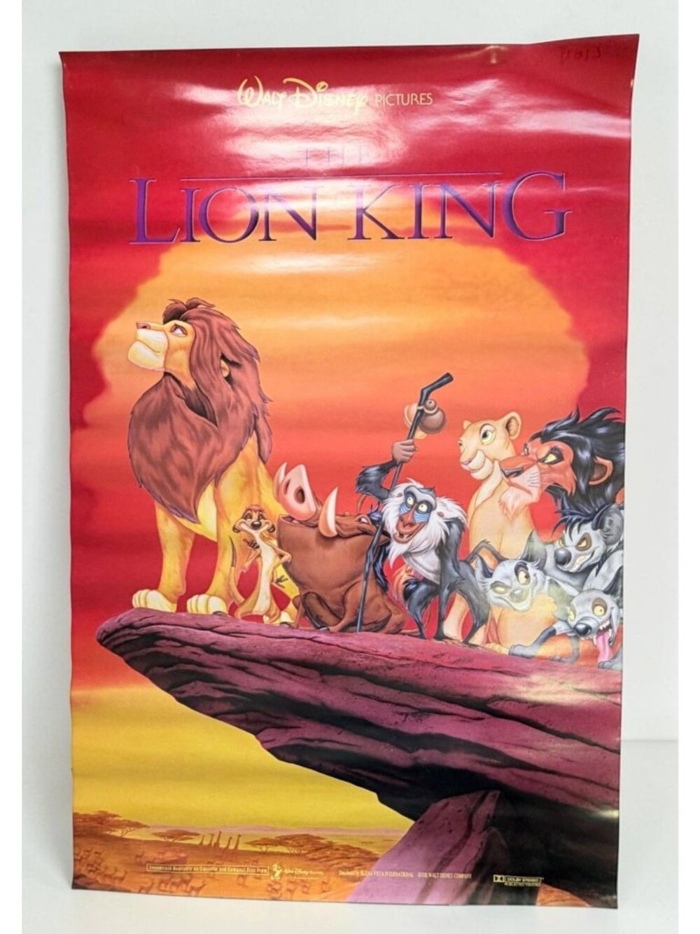 Walt Disney Lion King Movie Poster Vintage 1990s Pride Rock Simba Mufasa Scar